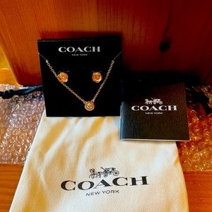 Coach Rose Gold Necklace and Earring set
